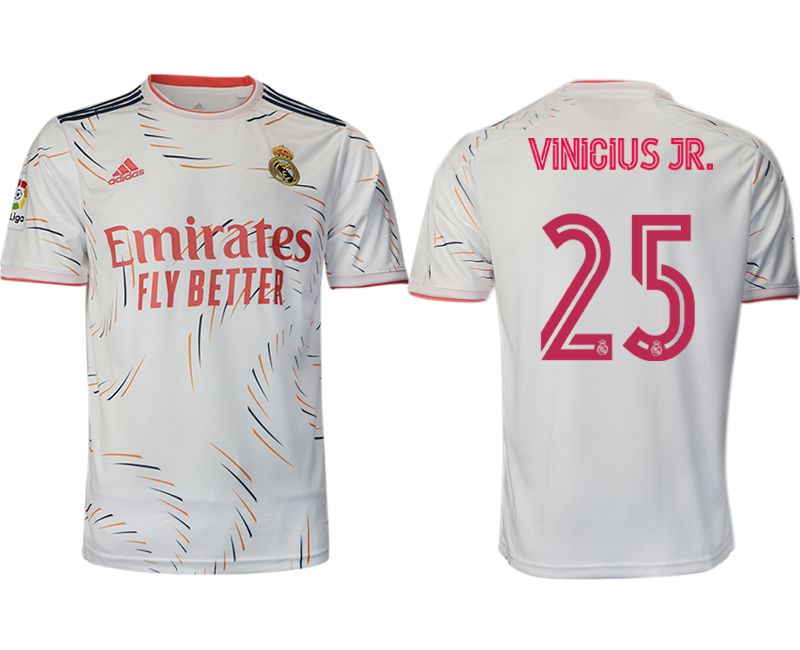 Men 2021-2022 Club Real Madrid home aaa version white #25 Adidas Soccer Jersey->real madrid jersey->Soccer Club Jersey